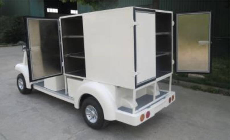 Vehículo eléctrico Room Service transporte de alimentos caja metalica